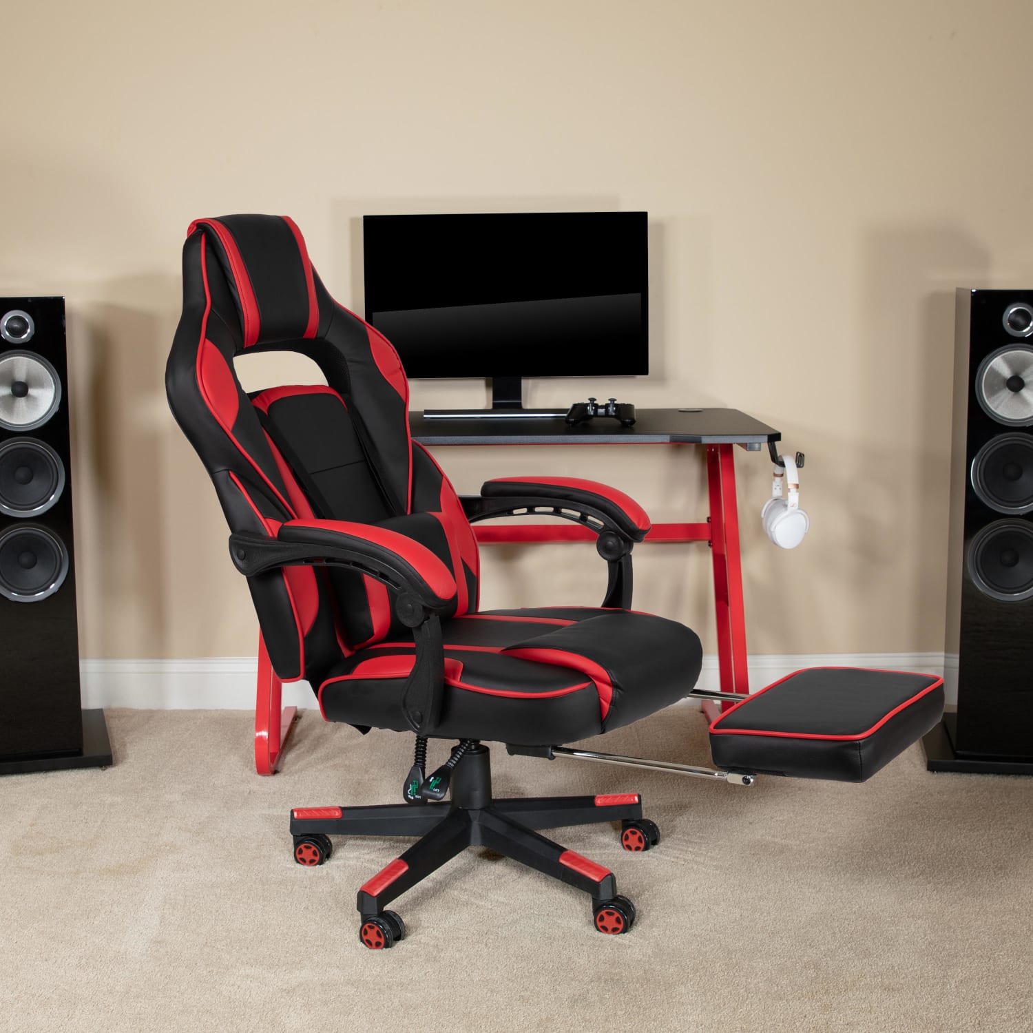 Flash Furniture X40 Gaming Chair With Fully Reclining Back And Arms Red PopularChairscom