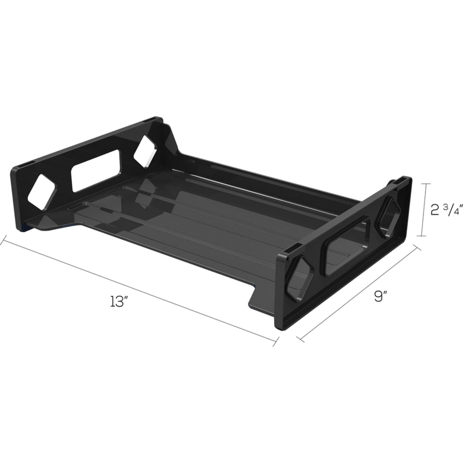 Deflecto Sustainable Office Stackable Desk Tray - 2.75in x 13inx 9in Depth - Desktop - Durable, Stackable - 30% Recycled - Black - Plastic - 1 Each - Image 4
