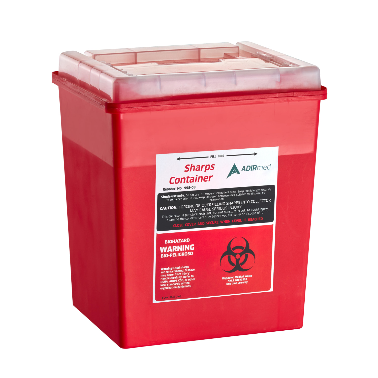 Alpine AdirMed Sharps Containers With Flip-Open Lids, 8-Quart, Red, Pack Of 2 Containers - Image 4