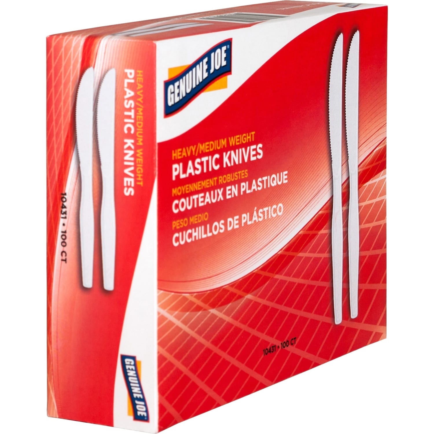 Genuine Joe Heavyweight Disposable Knives - Disposable - White - 100 Box - 40 / Carton - Image 4