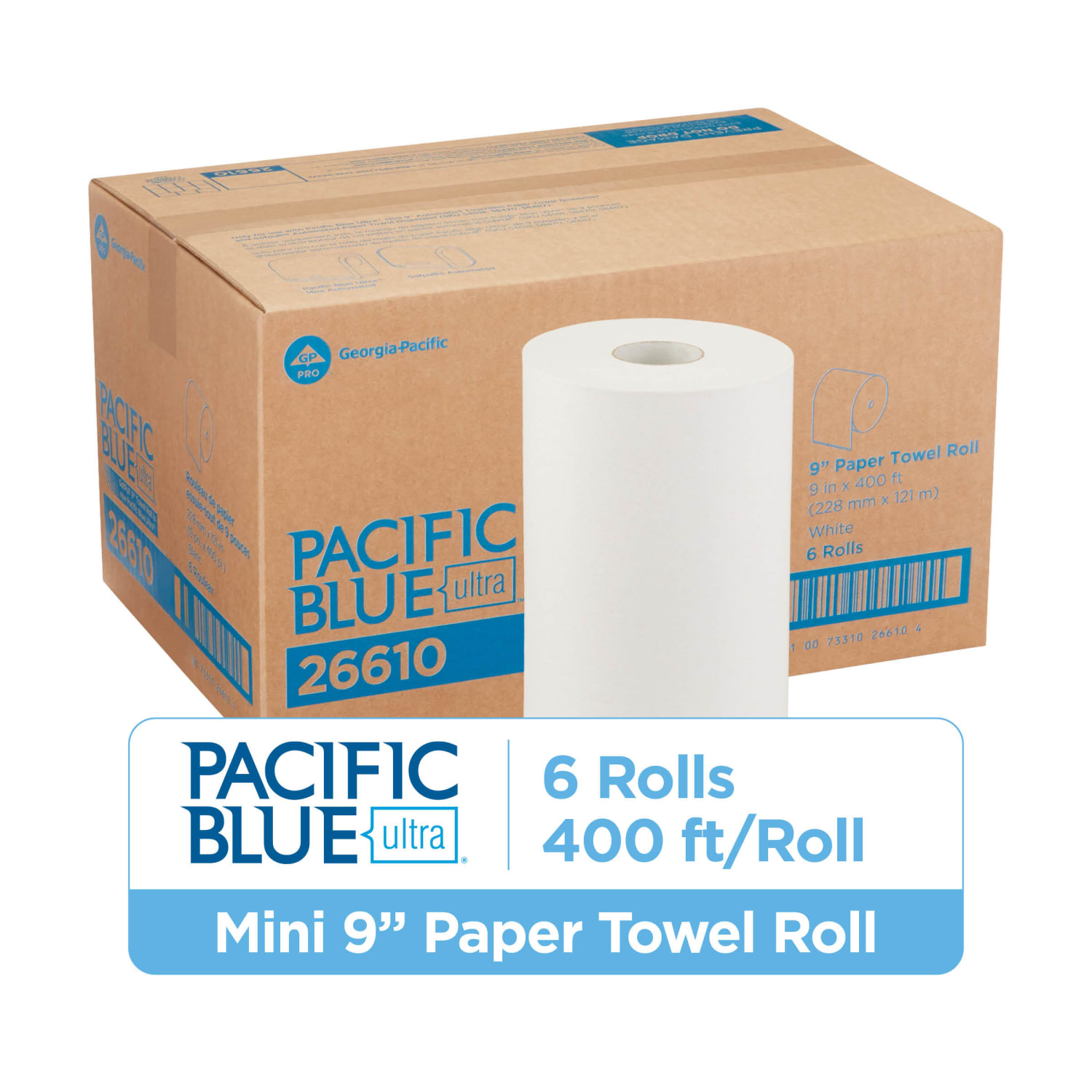 Pacific Blue Ultra by GP PRO, 1-Ply, 9in x 400ft, White, 6 Rolls per Case - Image 3