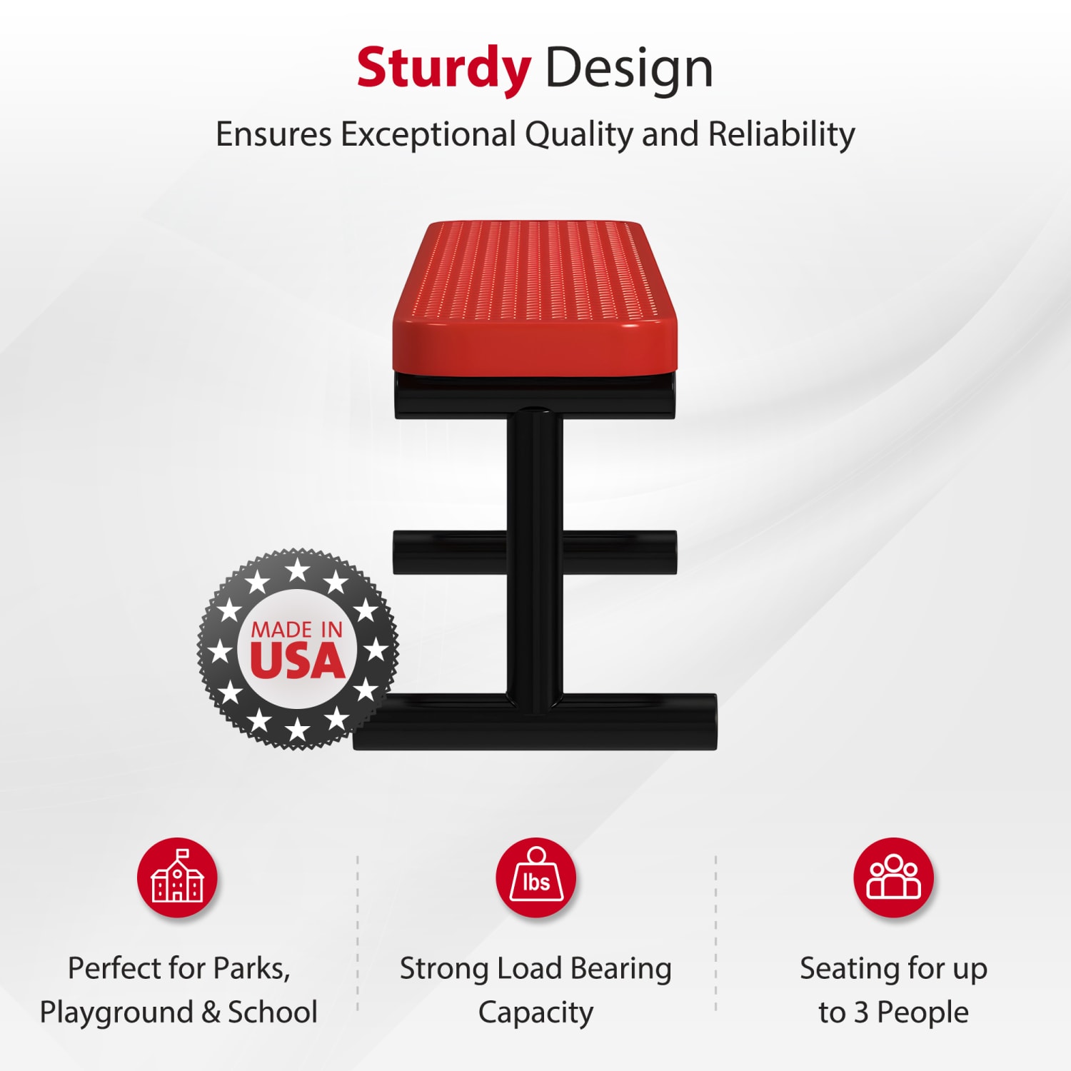Leisure Craft Outdoor Bench, 18-3/8inH x 72inW x 15inD, Black/Red - Image 3