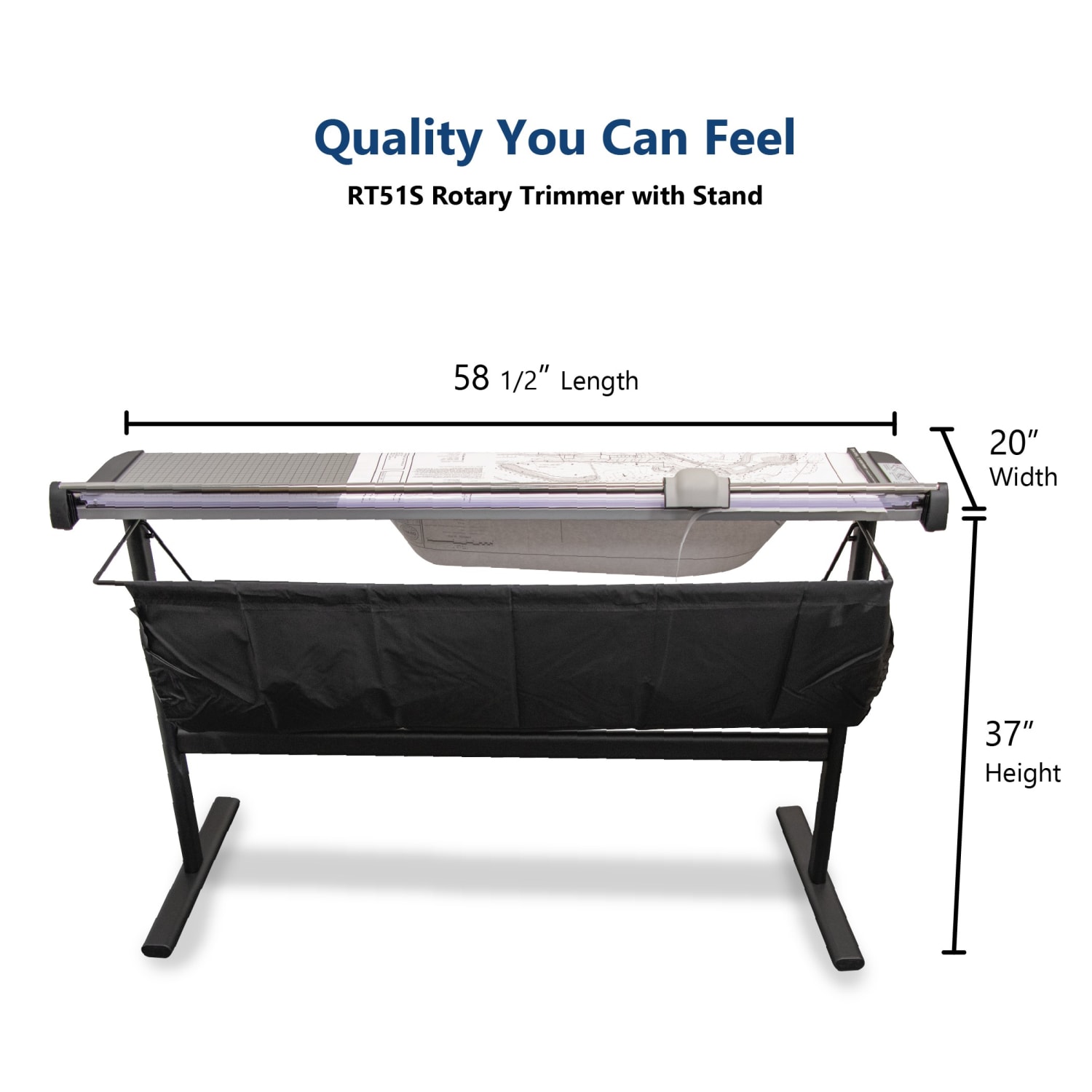 United Commercial Rotary Paper Trimmer With Stand And Fabric Catch Tray, 51in, Silver - Image 6