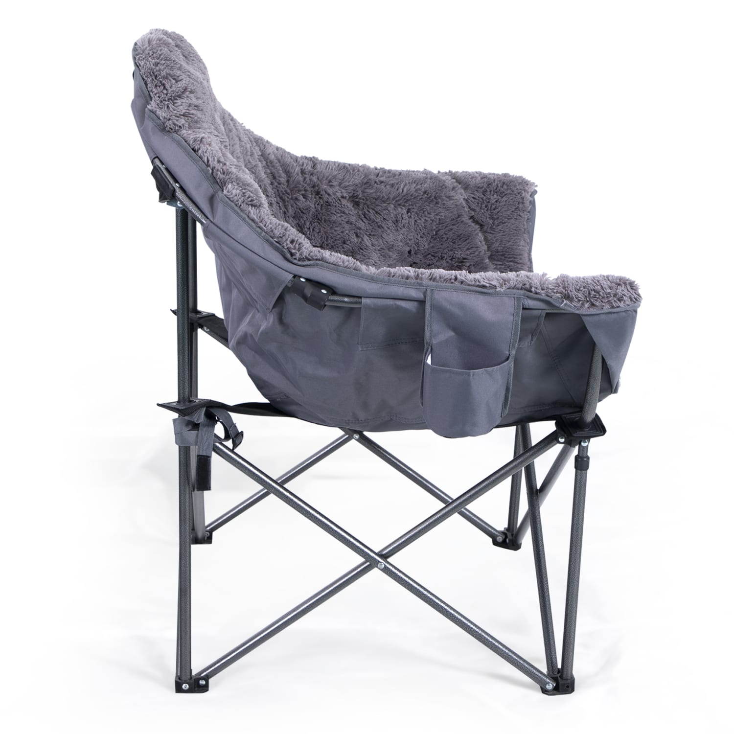 ALPHA CAMP Deluxe Plush Oversized Moon Saucer Dorm Chair, Gray/Black - Image 4