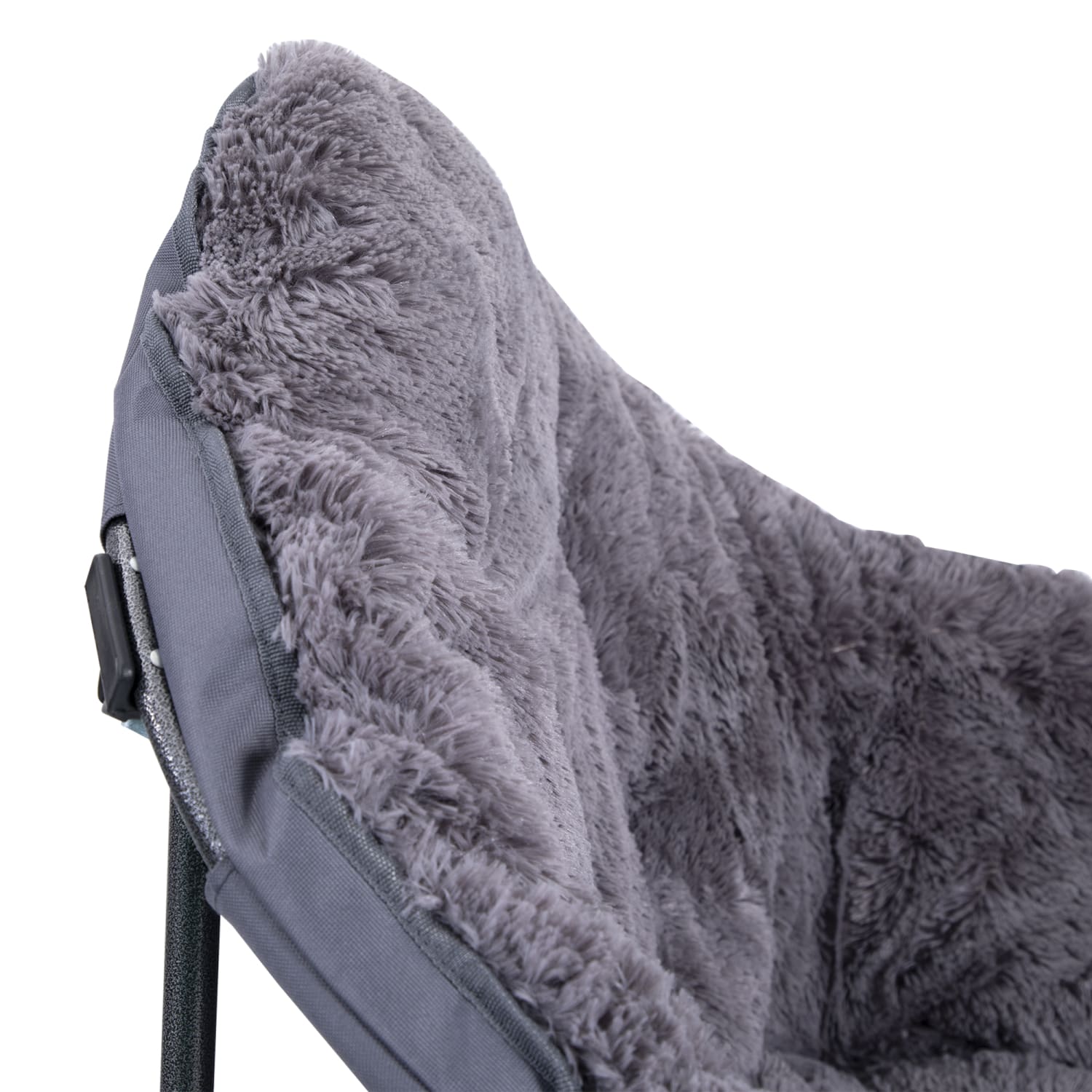 ALPHA CAMP Deluxe Plush Oversized Moon Saucer Dorm Chair, Gray/Black - Image 6