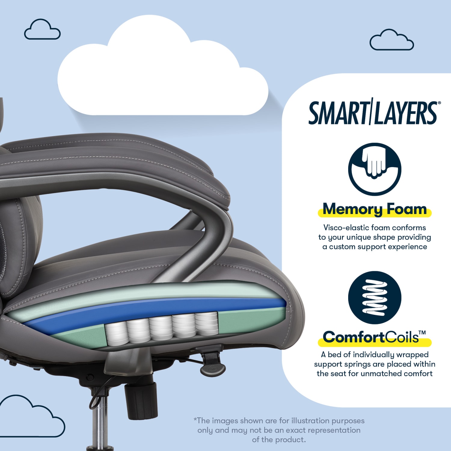 Serta® SmartLayers™ Bellmore Big & Tall Ergonomic Executive Office Chair with Pebbled-Texture Vegan Leather, Dark Gray/Dark Gray, BIFMA Compliant - Image 7