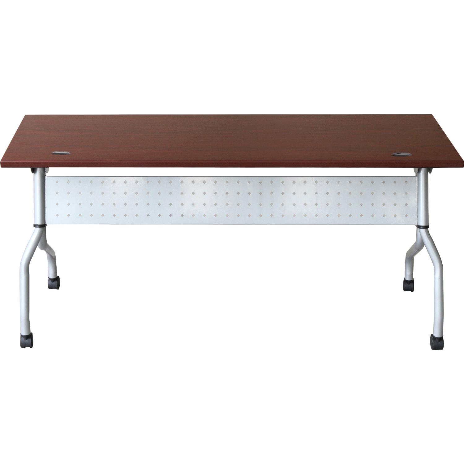 Lorell Flip Top Training Table, 72inW, Mahogany/Silver - Image 3