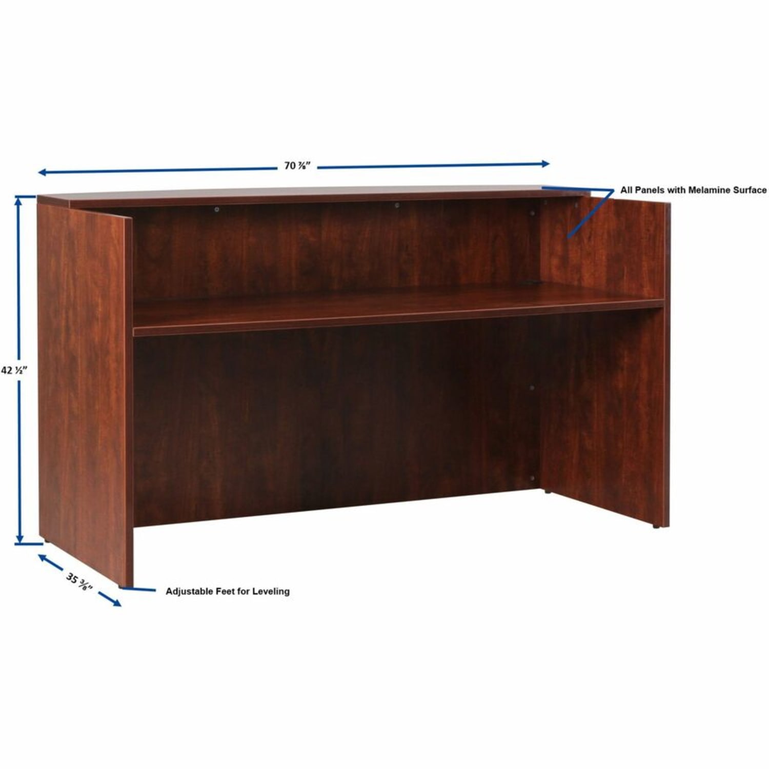 Lorell Essentials 35-7/16inW Reception Computer Desk, Cherry - Image 4