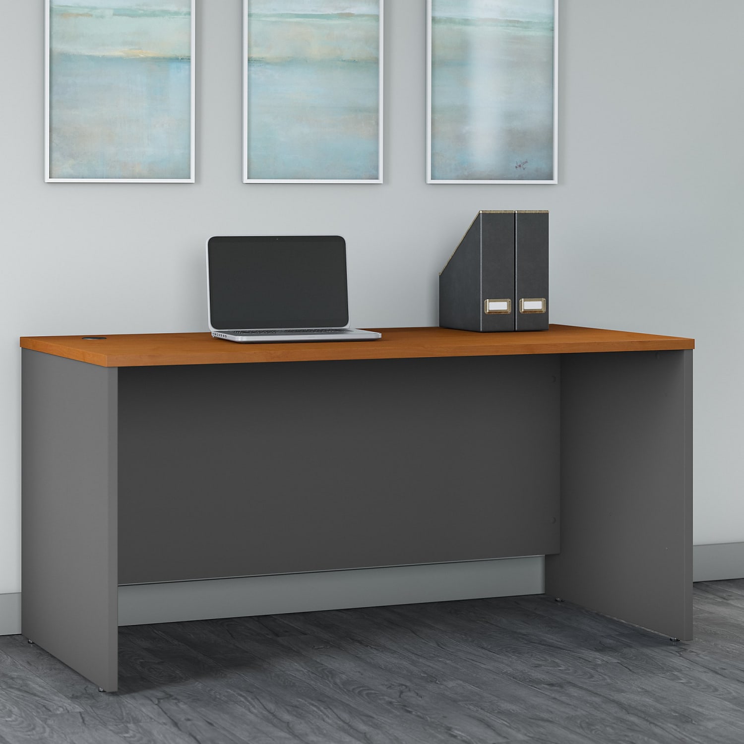 Bush Business Furniture Components 60inW Office Computer Desk, Natural Cherry/Graphite Gray, Standard Delivery - Image 3