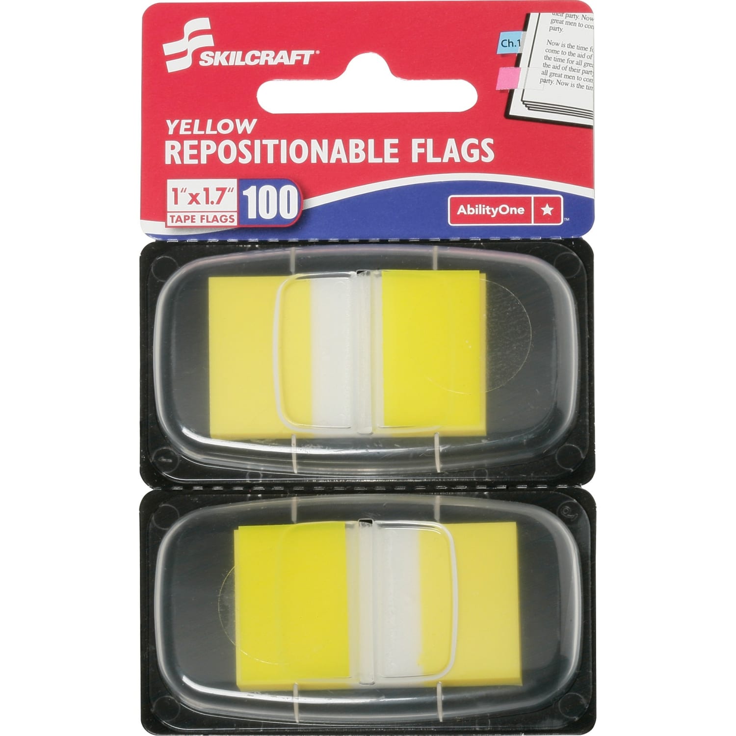 SKILCRAFT 70% Recycled Color Self-Stick Flags, 1in x 1 3/4in, Yellow, 50 Flags Per Pad, Pack Of 2 (AbilityOne 7510-01-315-2024) - Image 3