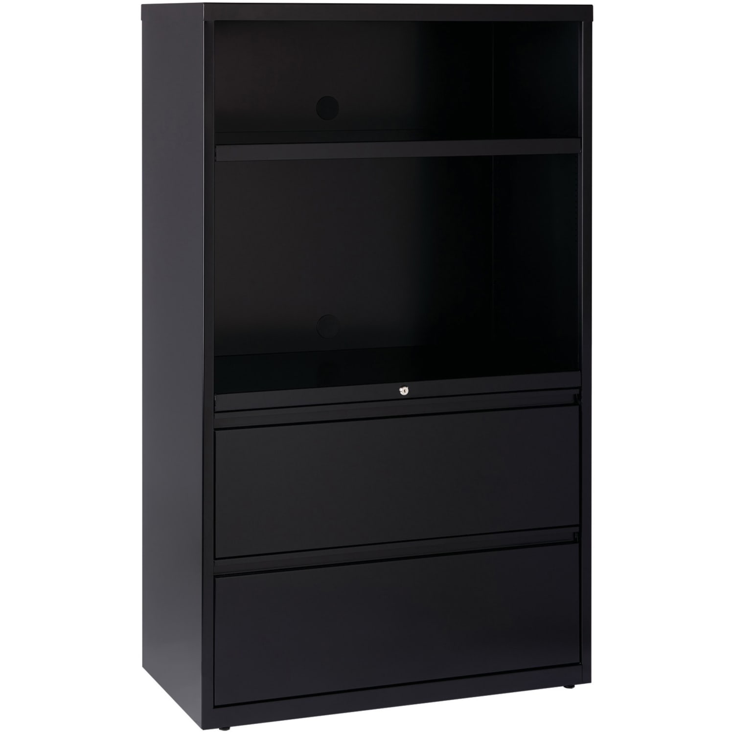 Lorell Smart 36inW x 18-5/8inD Lateral 2-Drawer Combo File Cabinet, Black - Image 4