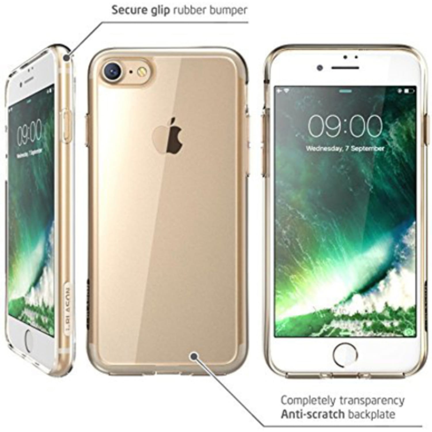 i-Blason Halo Case - For Apple iPhone 8 Smartphone - Gold, Clear - Polycarbonate, Thermoplastic Polyurethane (TPU) - Image 4