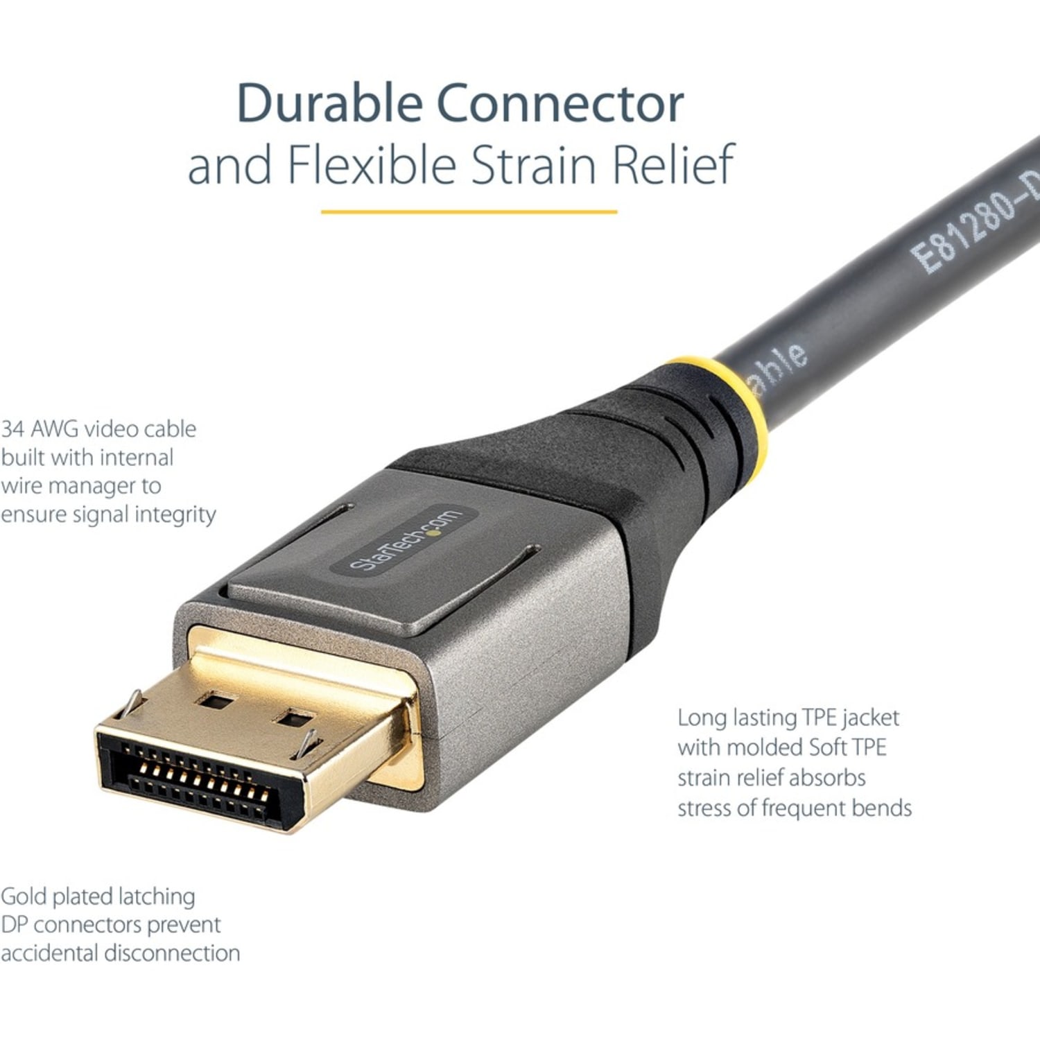 StarTech.com 6ft (2m) VESA Certified DisplayPort 1.4 Cable, 8K 60Hz HDR10, UHD 4K 120Hz Video, DP to DP Monitor Cord, DP 1.4 Cable, M/M - DP14VMM2M - Image 5
