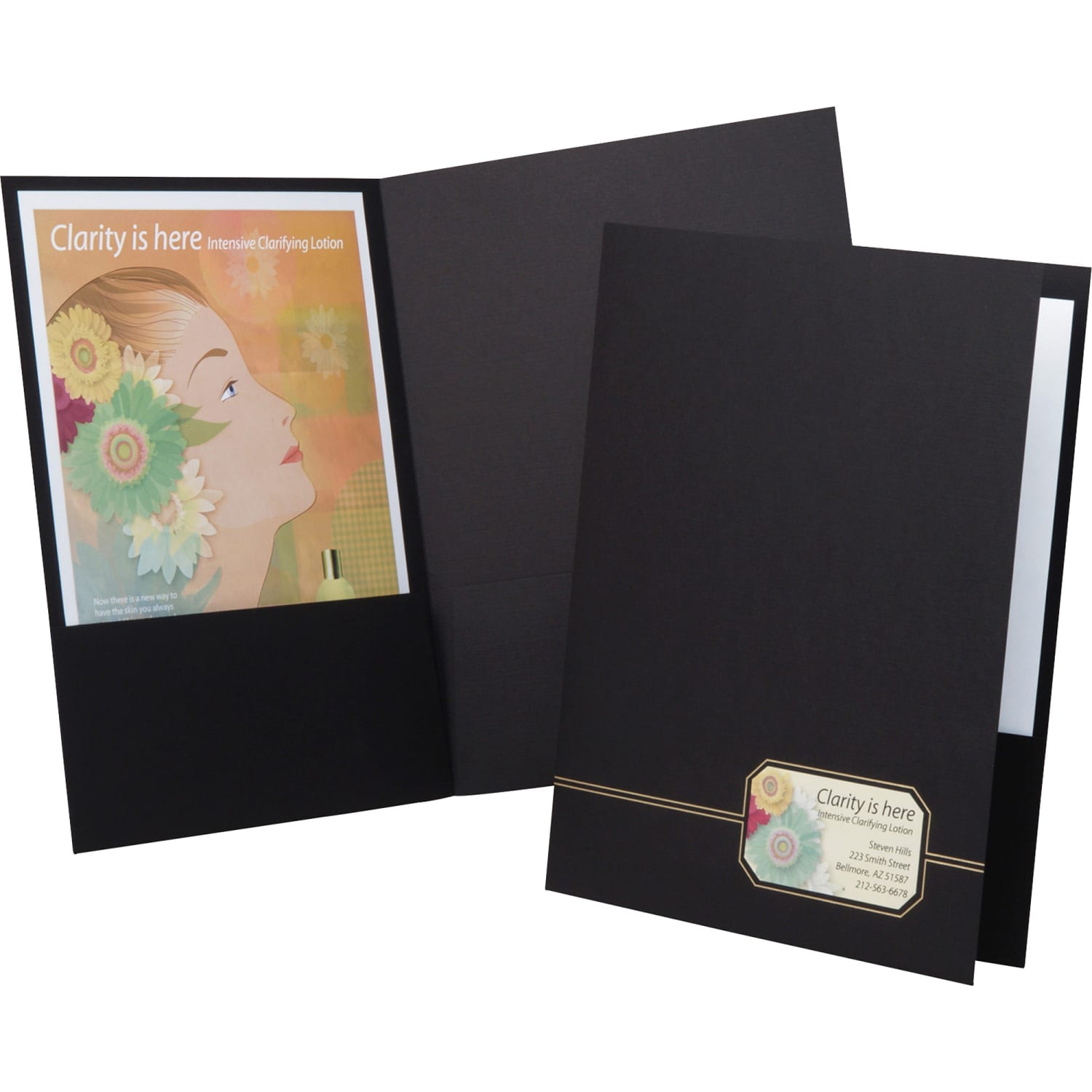 Oxford Monogram Executive Twin Pocket Portfolios, 9in x 11 7/8in, Black/Gold, Pack Of 4 - Image 3