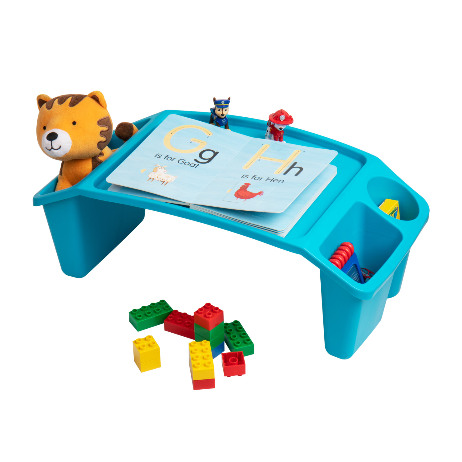 Mind Reader Plastic Lap Desk with Side Storage Pockets, 8-1/2in H x 10-3/4in W x 22-1/4in D, Blue - Image 5