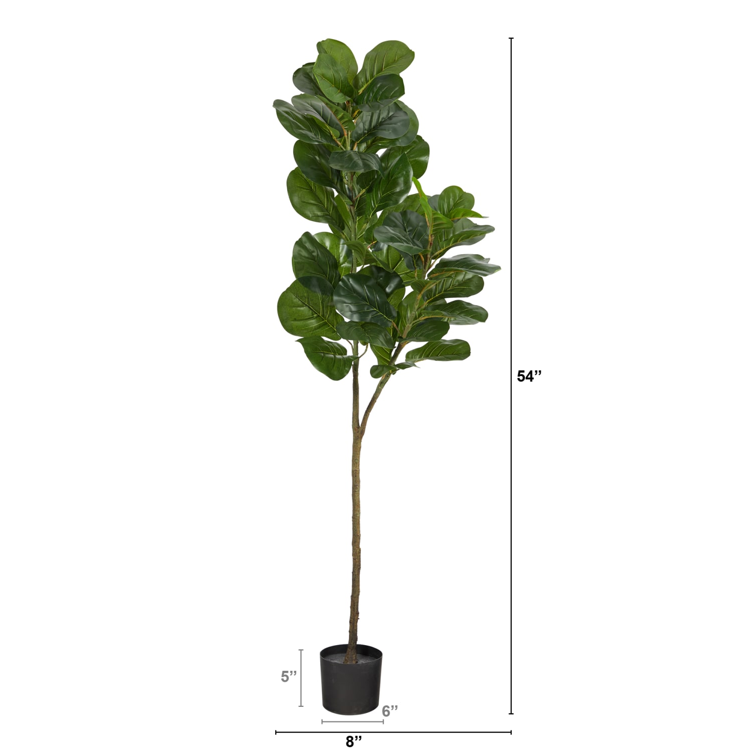 Nearly Natural Fiddle Leaf Fig 54inH Artificial Tree With Planter, 54inH x 8inW x 8inD, Green/Black - Image 3
