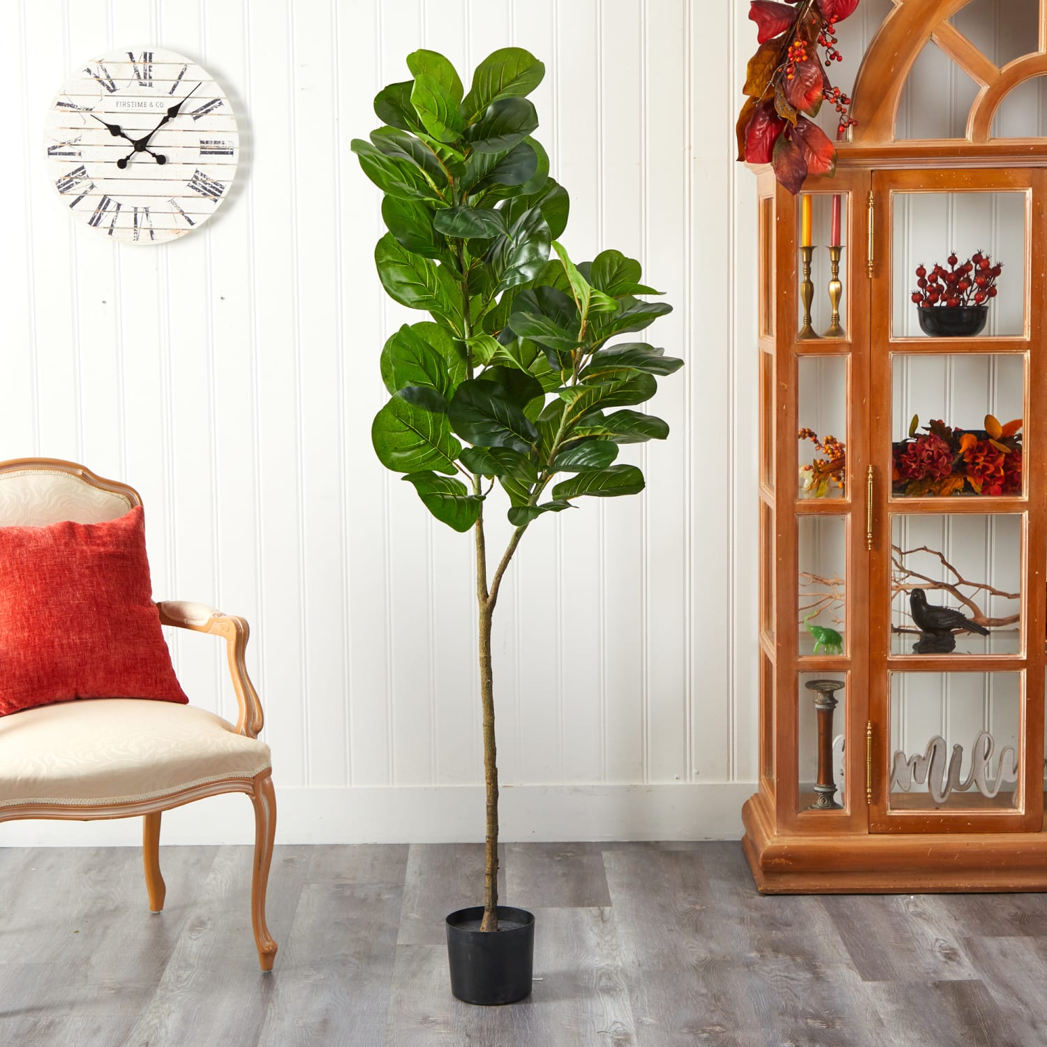 Nearly Natural Fiddle Leaf Fig 54inH Artificial Tree With Planter, 54inH x 8inW x 8inD, Green/Black - Image 4