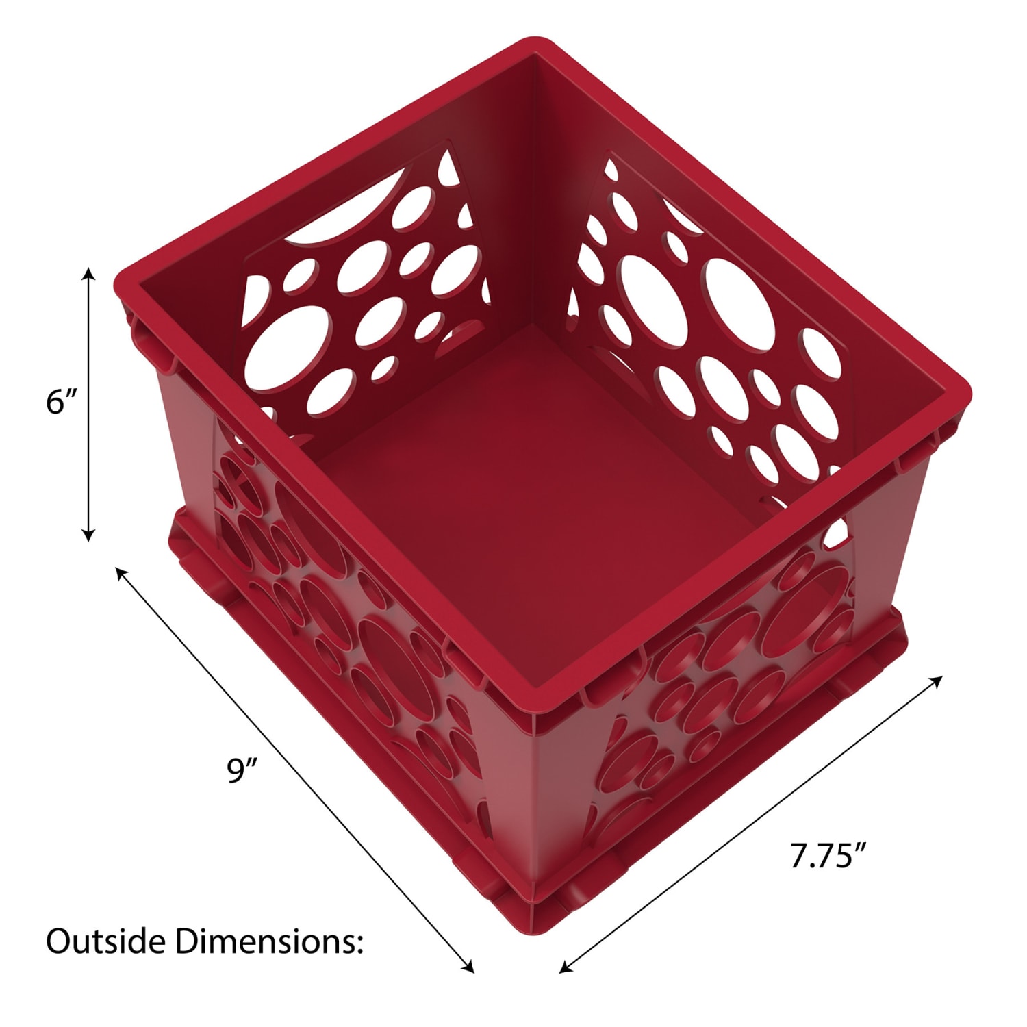 Storex Mini Crates, 6inH x 7-3/4inW x 9inD, Red, Pack Of 12 Crates - Image 4