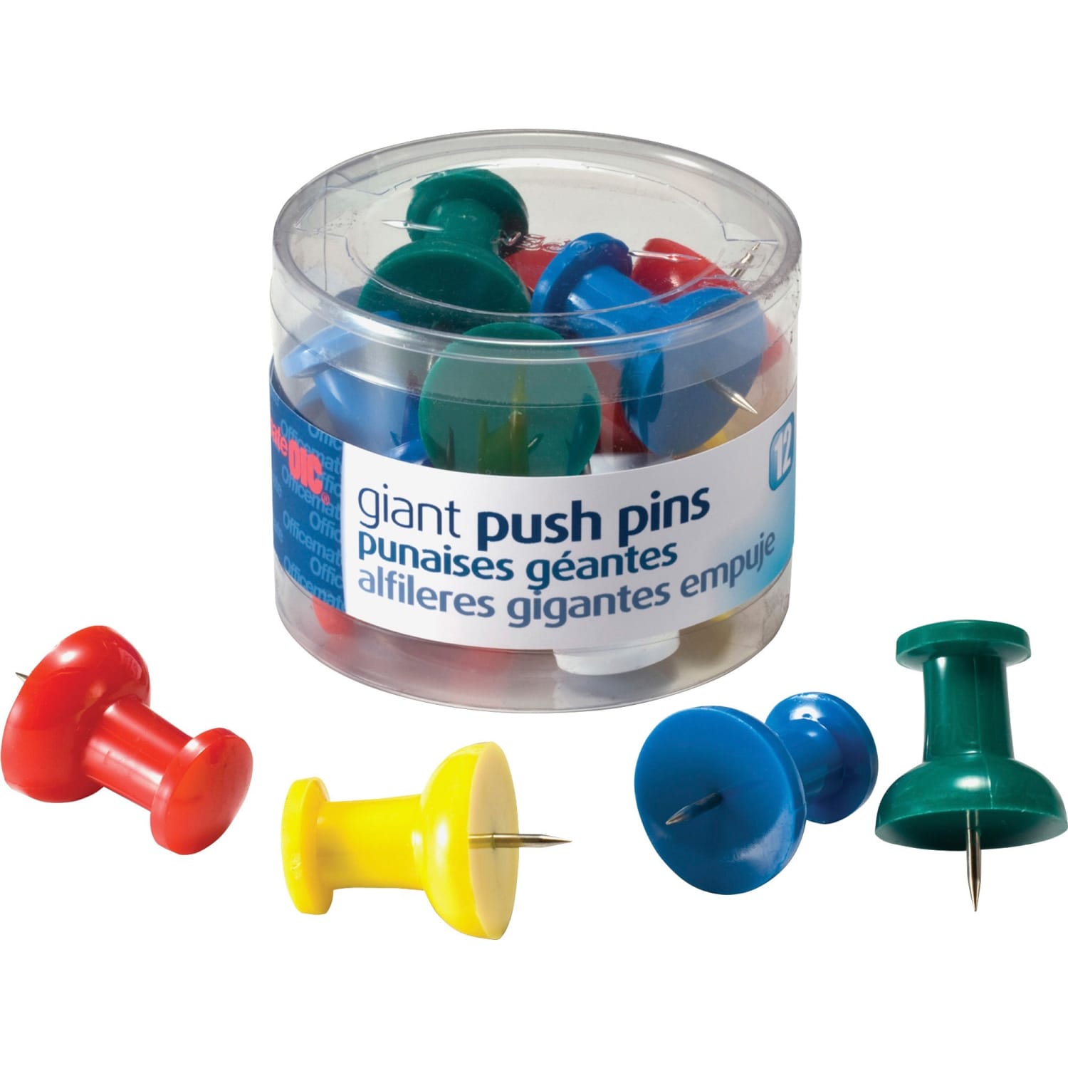 OIC Giant Pushpins, Assorted Colors, Pack Of 12 - Image 3