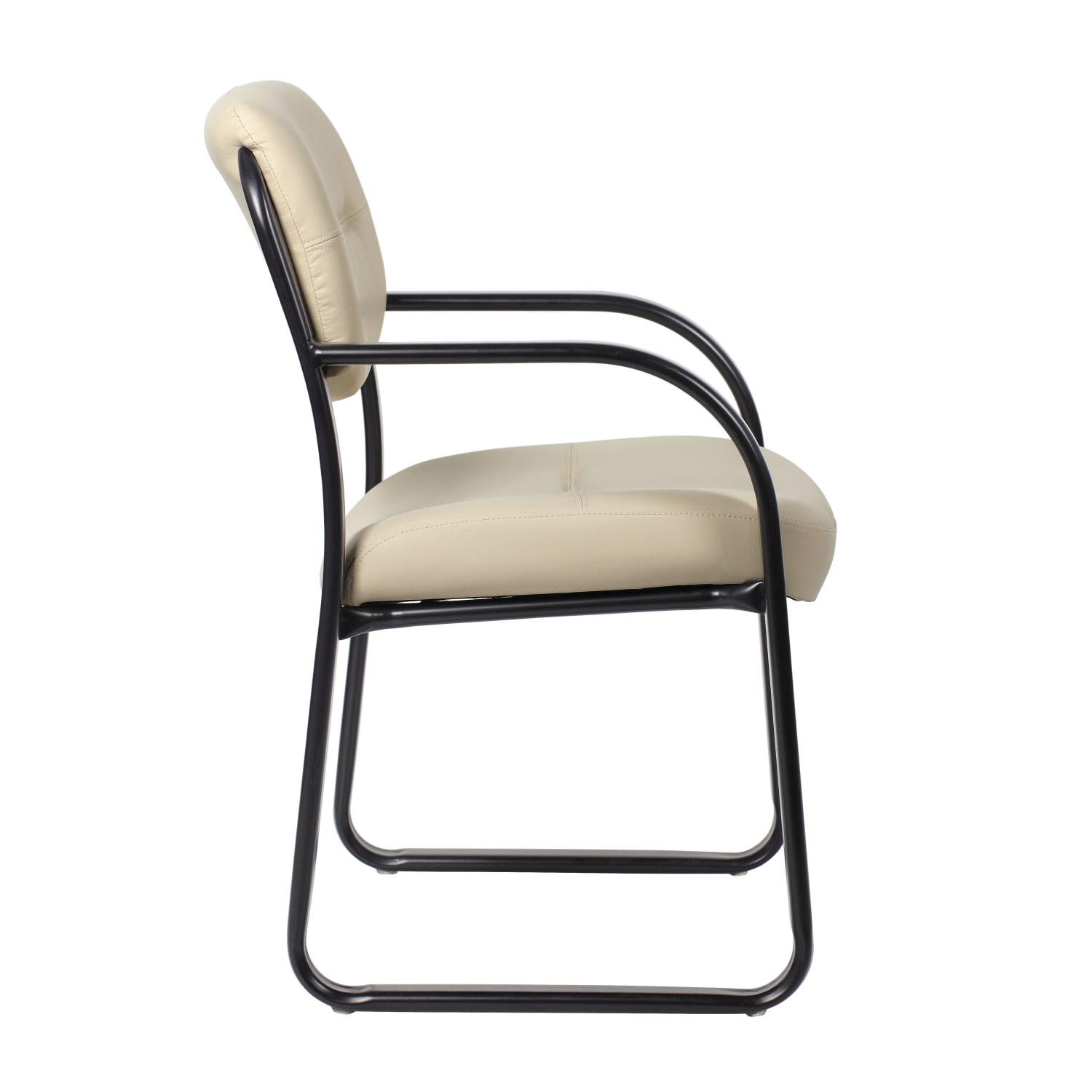 Boss Office Products Leather Mid-Back Guest Chair, Beige - Image 4