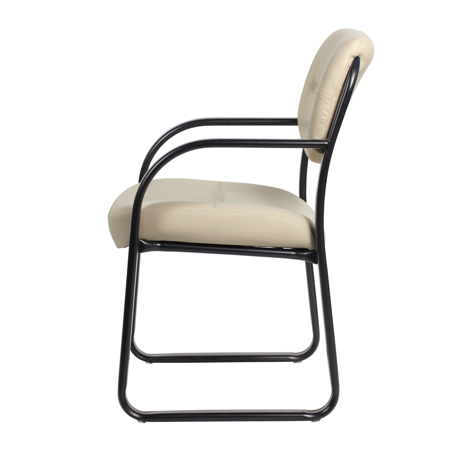 Boss Office Products Leather Mid-Back Guest Chair, Beige - Image 6