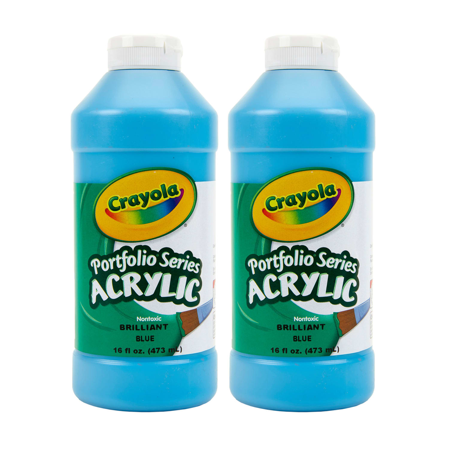 Crayola Portfolio Series Acrylic Paint, 16 oz., Brilliant Blue, Pack Of 2