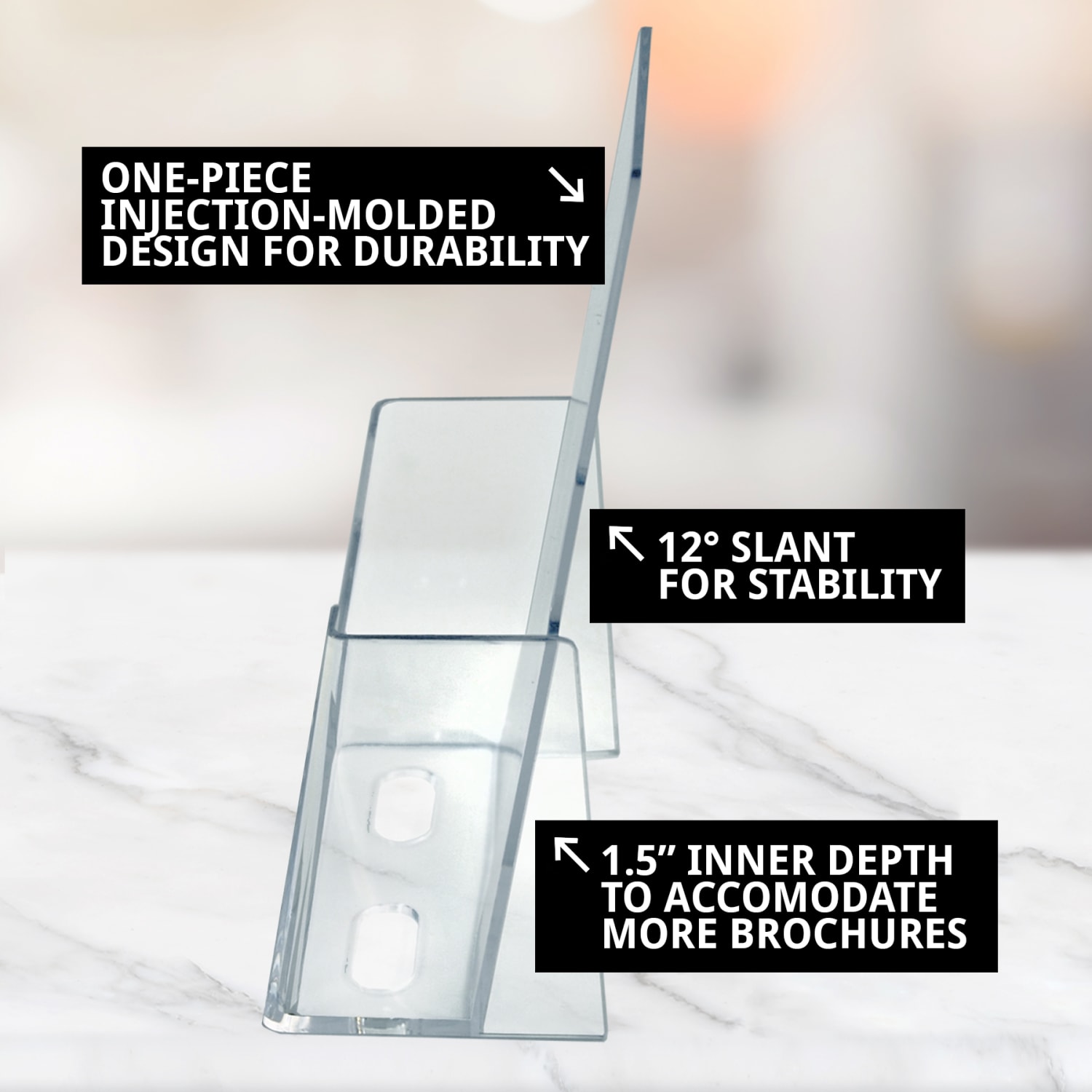 Azar Displays 1-Pocket Plastic Trifold Brochure Holders, 7-1/4inH x 4-1/8inW x 2-3/4inD, Clear, Pack Of 100 Holders - Image 4