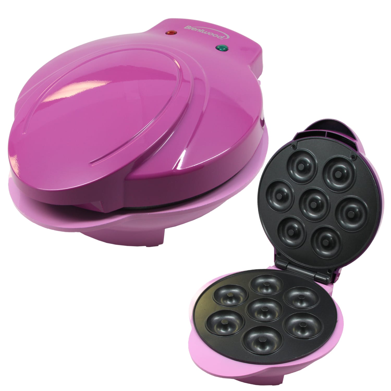 Brentwood Mini Donut Maker, 4-1/2inH x 9-3/4inW x 8-3/4inD, Pink - Image 3