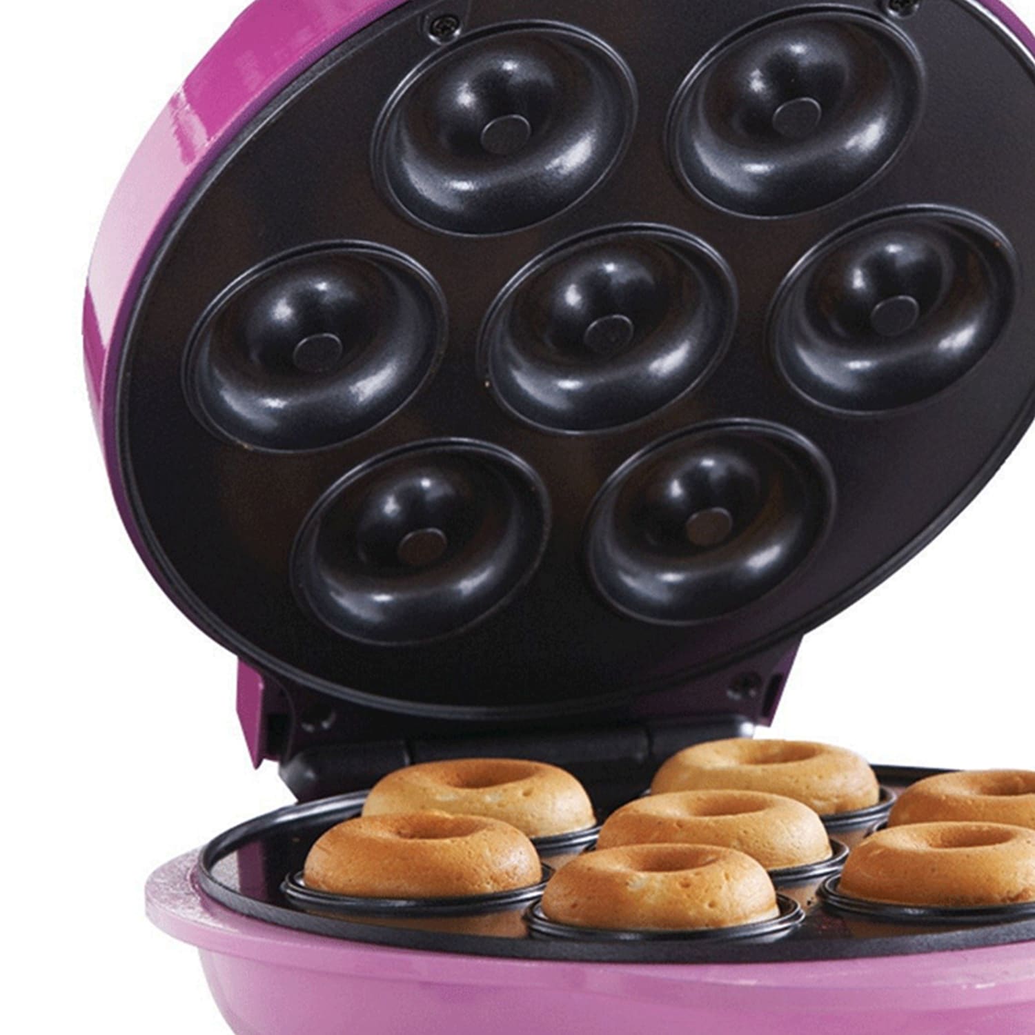 Brentwood Mini Donut Maker, 4-1/2inH x 9-3/4inW x 8-3/4inD, Pink - Image 4