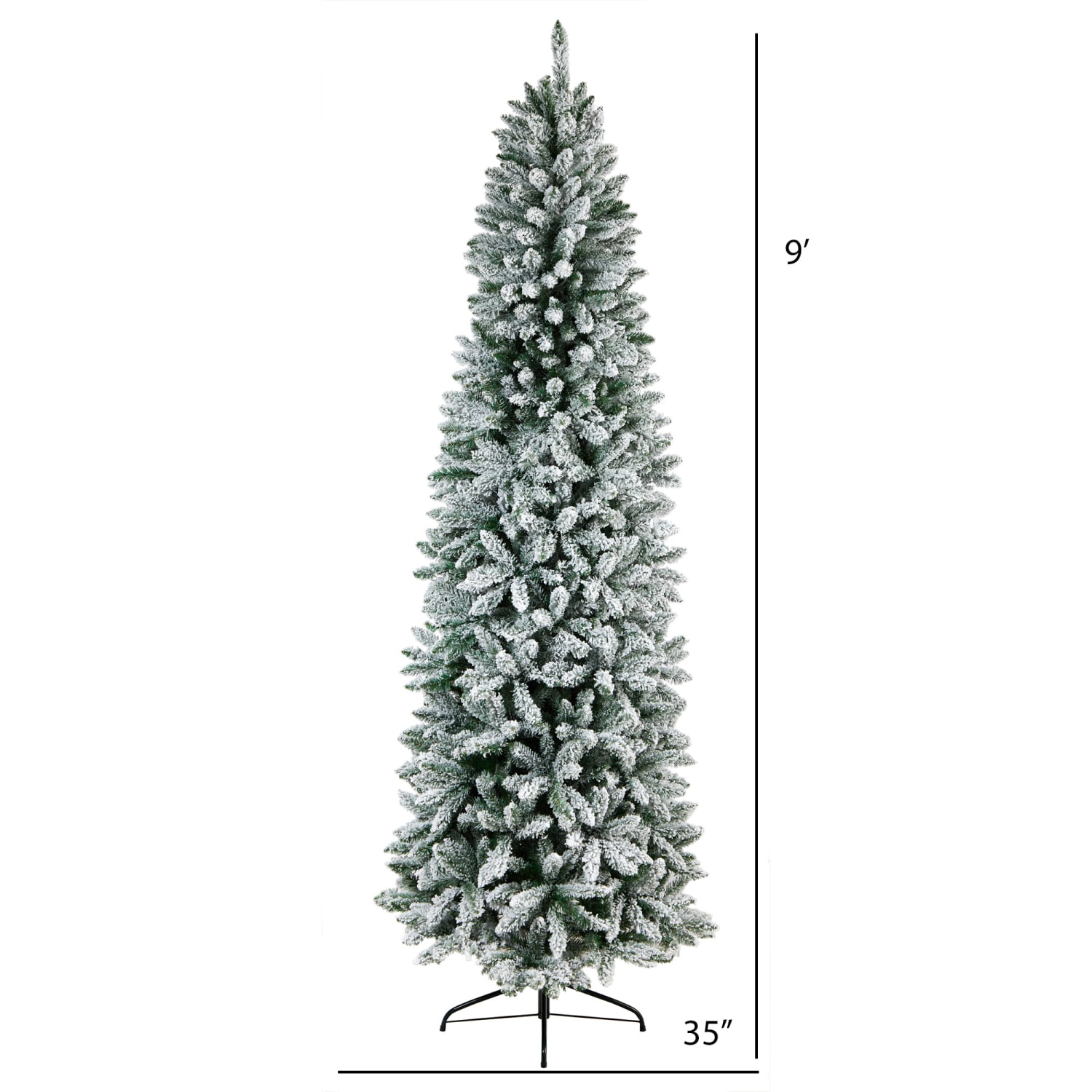 Nearly Natural Flocked Montreal Fir 108inH Slim Artificial Christmas Tree With Bendable Branches, 108inH x 35inW x 35inD, Green - Image 3