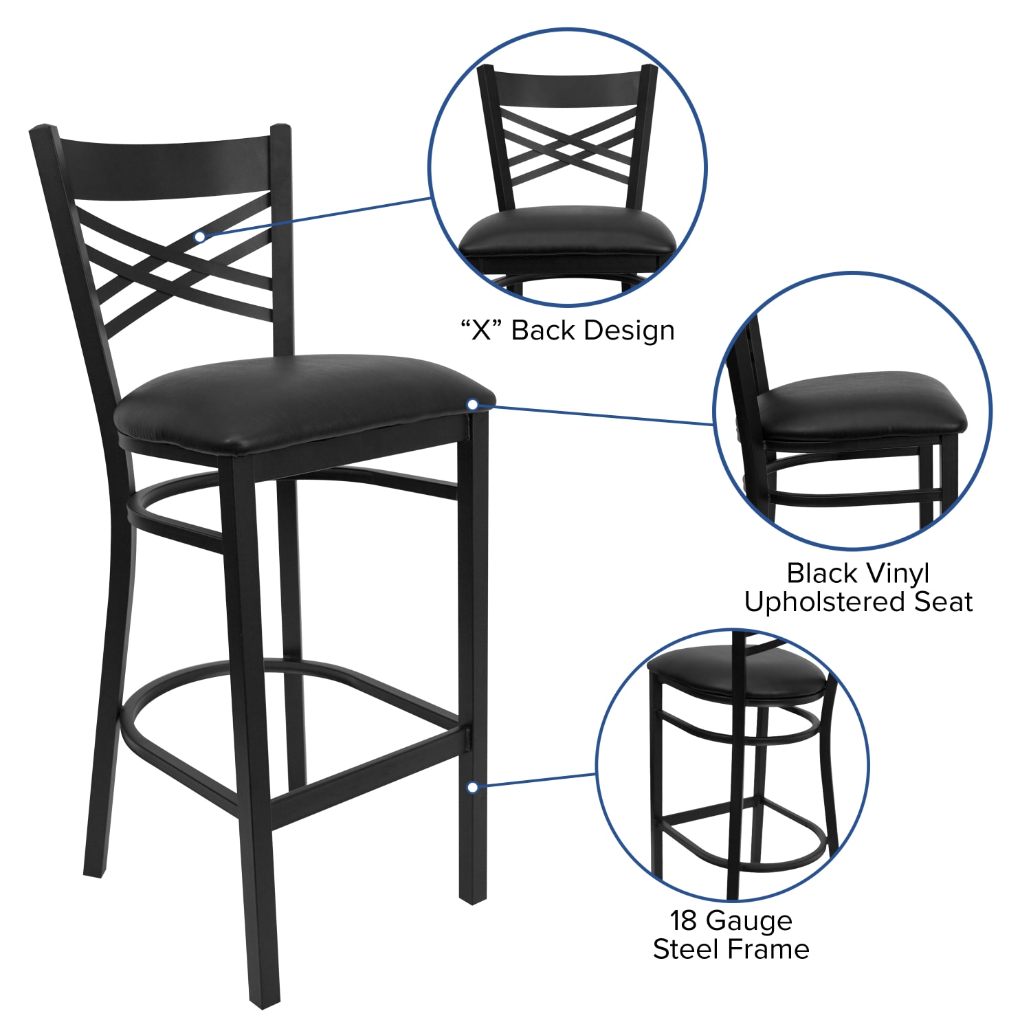 Flash Furniture X Back Metal Restaurant Bar Stool Black PopularChairscom