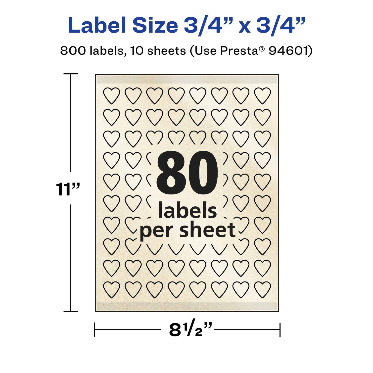 Avery Pearlized Permanent Labels With Sure Feed, 94601-PIP10, Heart, 3/4in x 3/4in, Ivory, Pack Of 800 Labels - Image 6