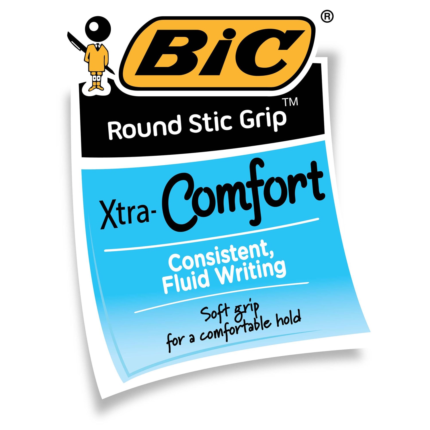 BIC Round Stic Grip Xtra-Comfort Ballpoint Pens, Fine Point, 0.8 mm, Gray Barrel, Black Ink, Pack Of 12 - Image 4