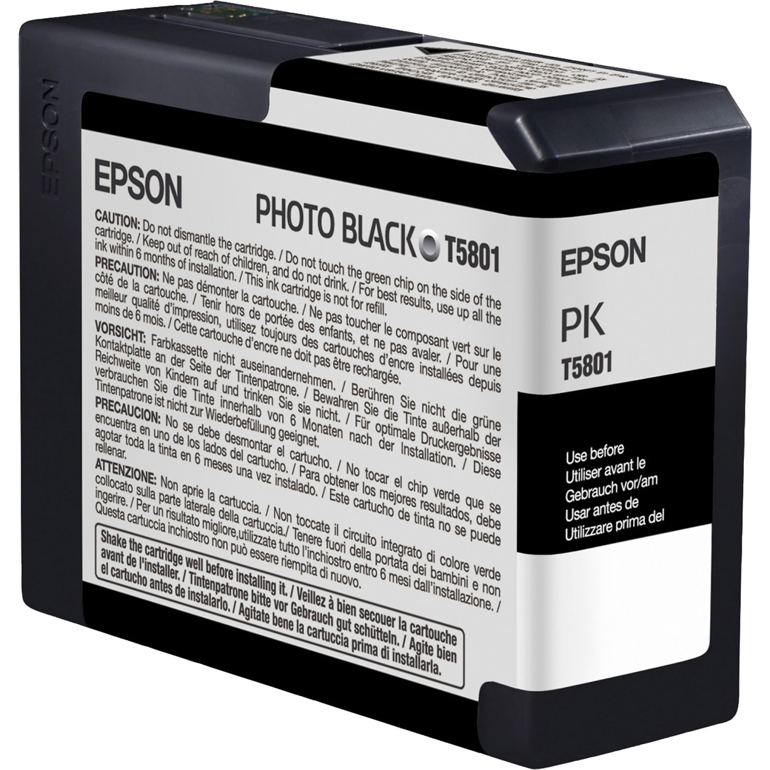 Epson T5801 UltraChrome K3 Photo Black Ink Cartridge, T580100 - Image 4