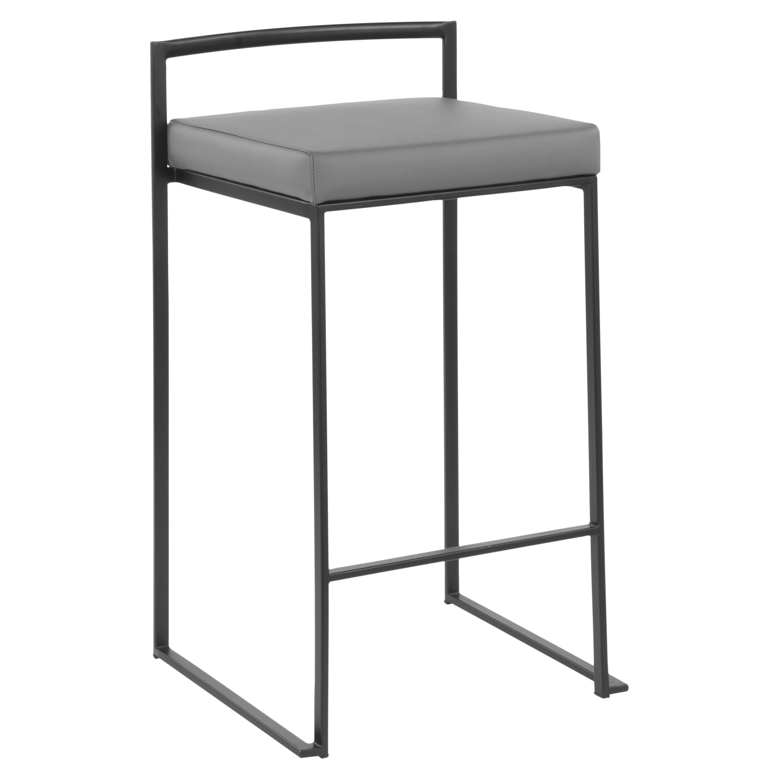 LumiSource Fuji Stacker Counter Stools, Gray Seat/Black Frame, Set of 2 Stools - Image 3