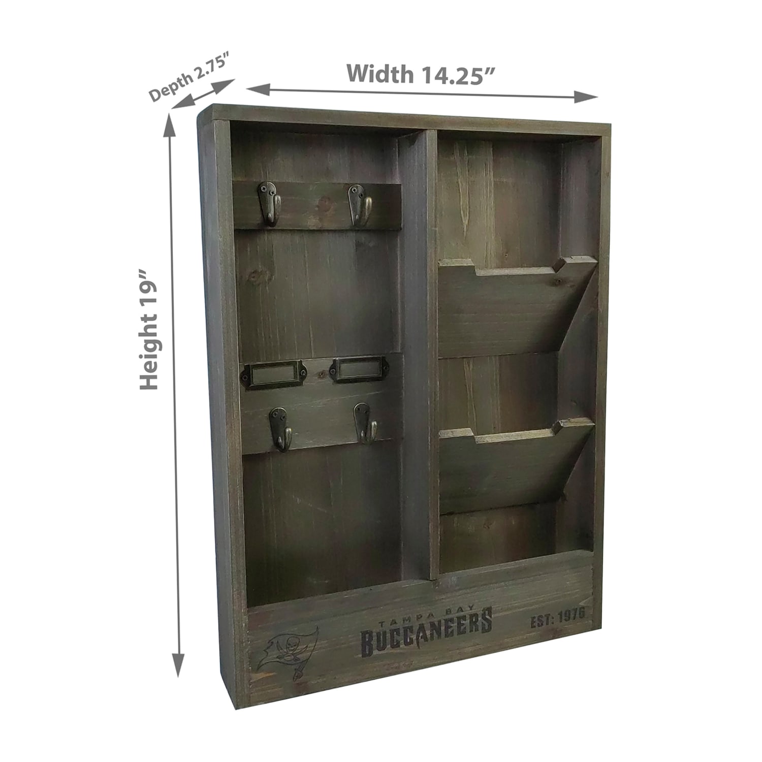 Imperial NFL Wall Mounted Wood Organizer, 19inH x 14-1/4inW x 2-3/4inD, Tampa Bay Buccaneers - Image 4