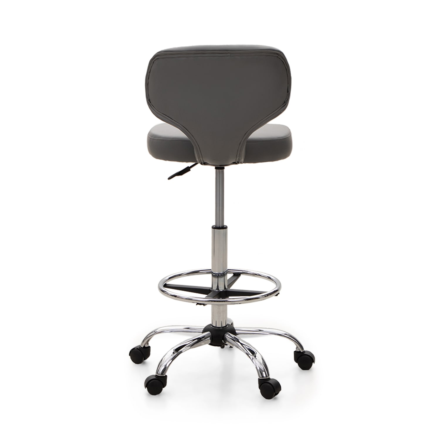 ALPHA HOME Adjustable Ergonomic Faux Leather Office Drafting Chair With Back, Gray - Image 5