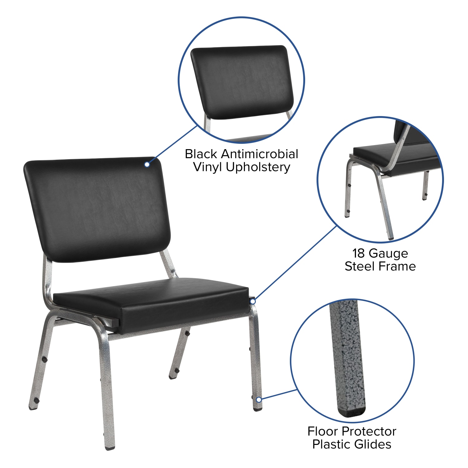 Flash Furniture HERCULES Bariatric Medical Reception Chair With 3/4-Panel Back, Black/Silver Vein - Image 5
