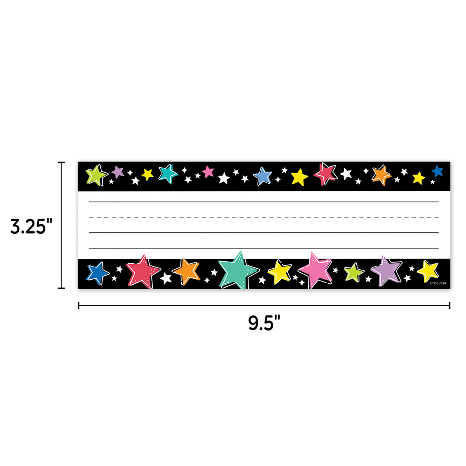Creative Teaching Press Name Plates, 3-1/4in x 9-1/2in, Bright Colorful Stars on Black, 36 Name Plates Per Pack, Bundle Of 6 Packs - Image 4