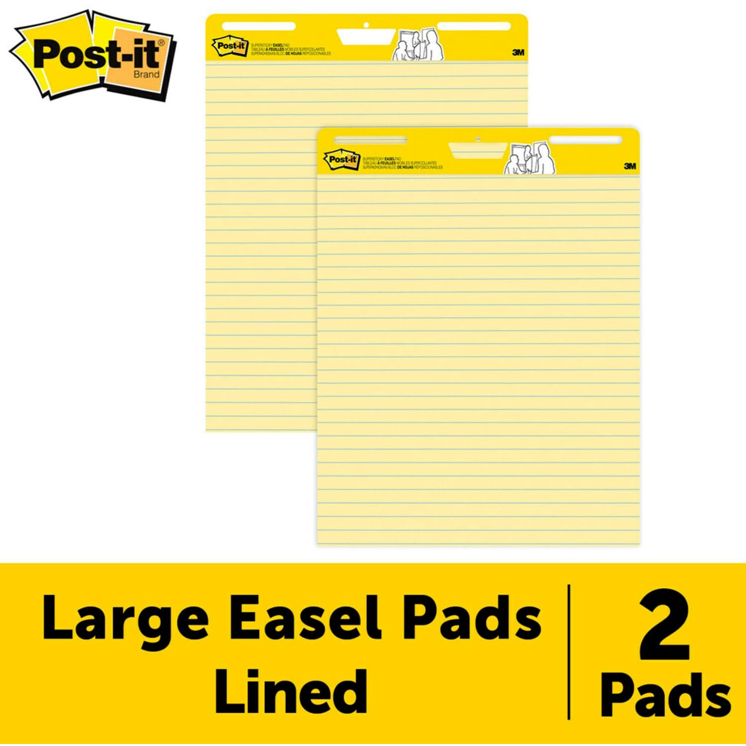 Post-it Super Sticky Easel Pads, 25 in x 30 in, 2 Pads, 30 Sheets/Pad, Great for Virutal Teachers and Students, Yellow - Image 3