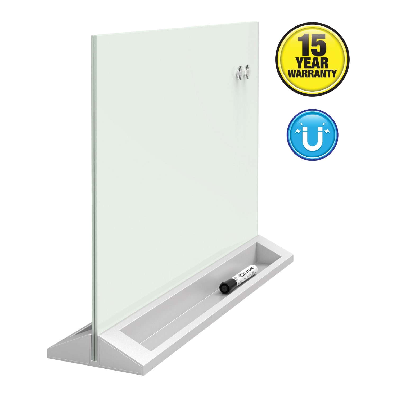 Quartet Desktop Magnetic Tempered Glass Unframed Dry-Erase Whiteboard, 17in x 23in, White - Image 3