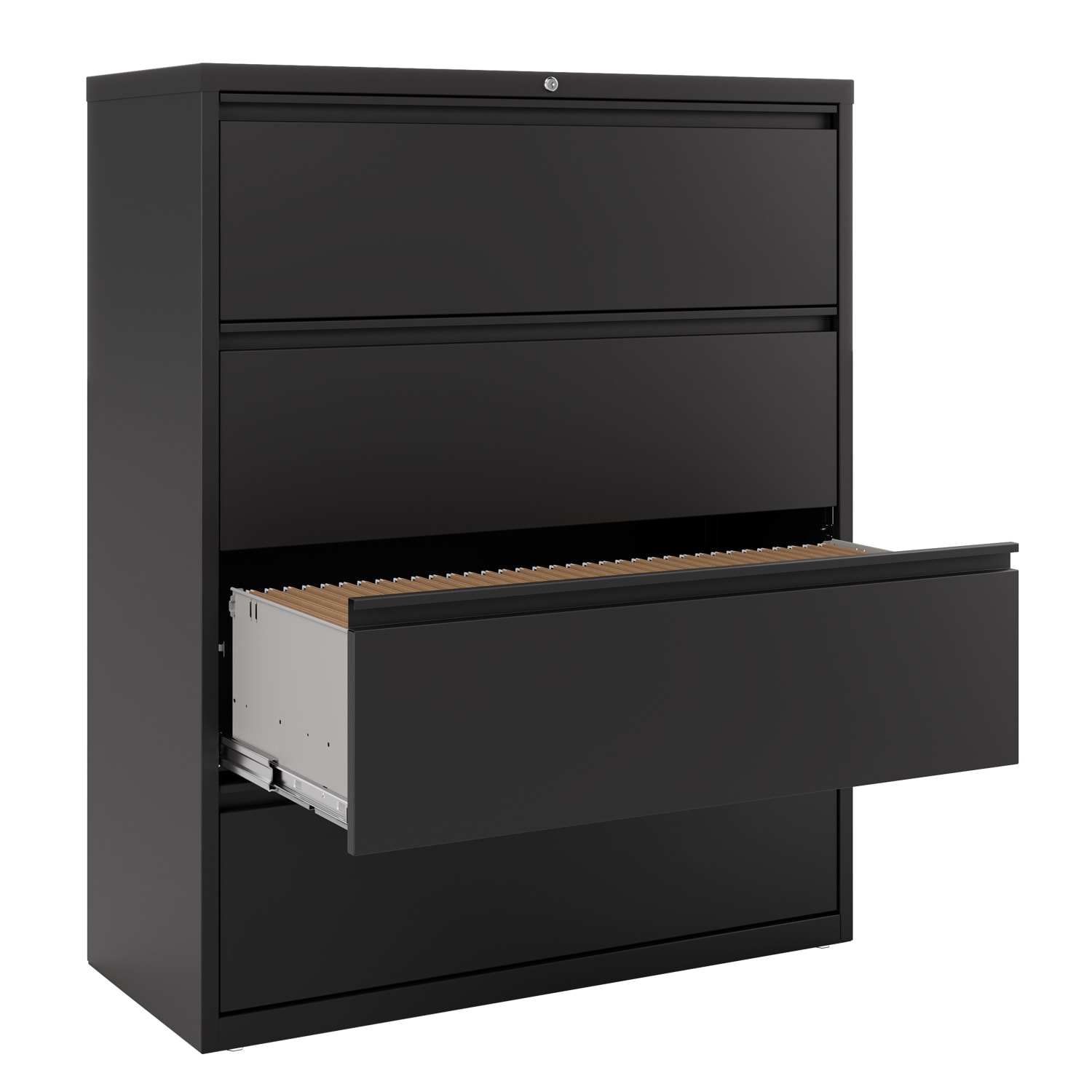 WorkPro 42inW x 18-5/8inD Lateral 4-Drawer File Cabinet, Black - Image 5