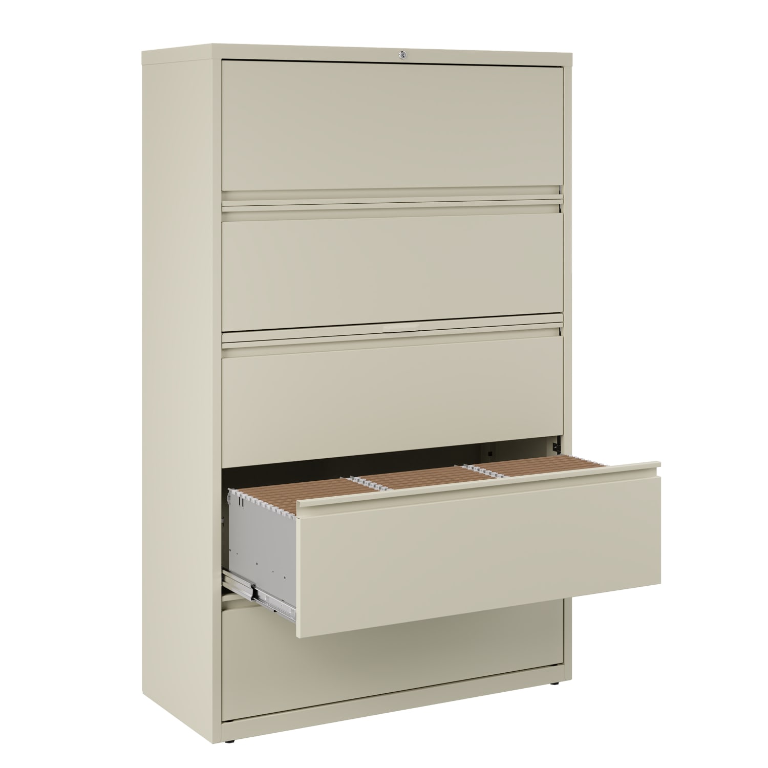 WorkPro 42inW x 18-5/8inD Lateral 5-Drawer File Cabinet, Putty - Image 6