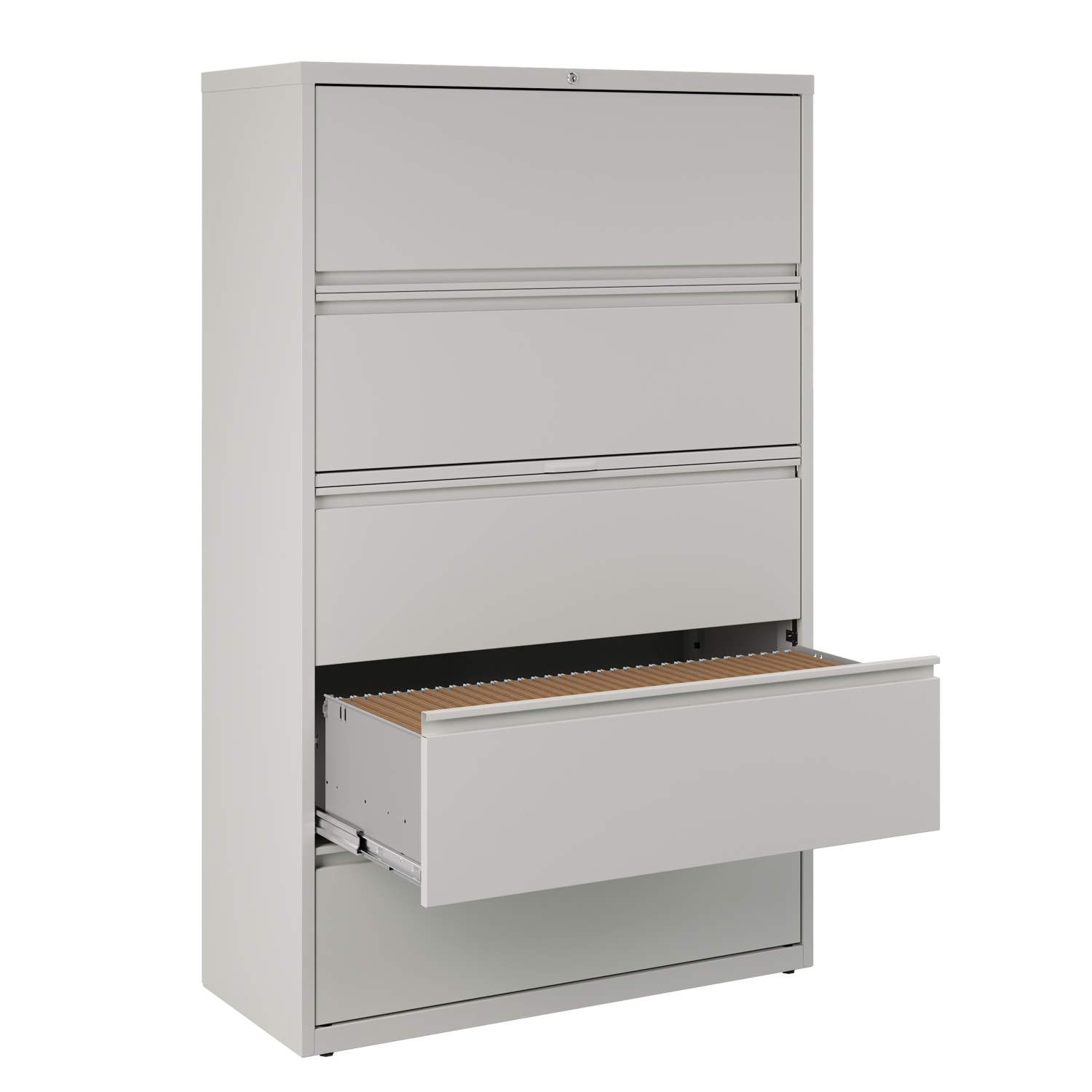 WorkPro 42inW x 18-5/8inD Lateral 5-Drawer File Cabinet, Light Gray - Image 5