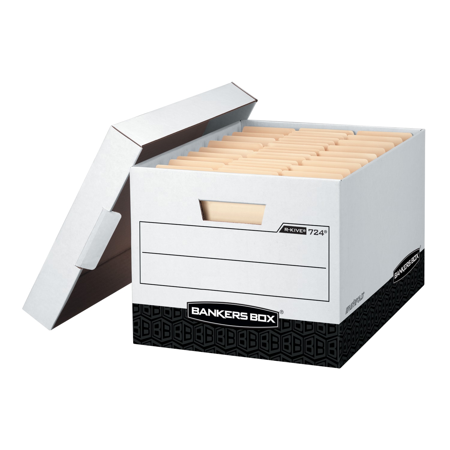 Bankers Box R Kive Heavy-Duty Storage Boxes, Letter/Legal Size, 15in x 12in x 10in, White/Black, Case Of 12 - 00724