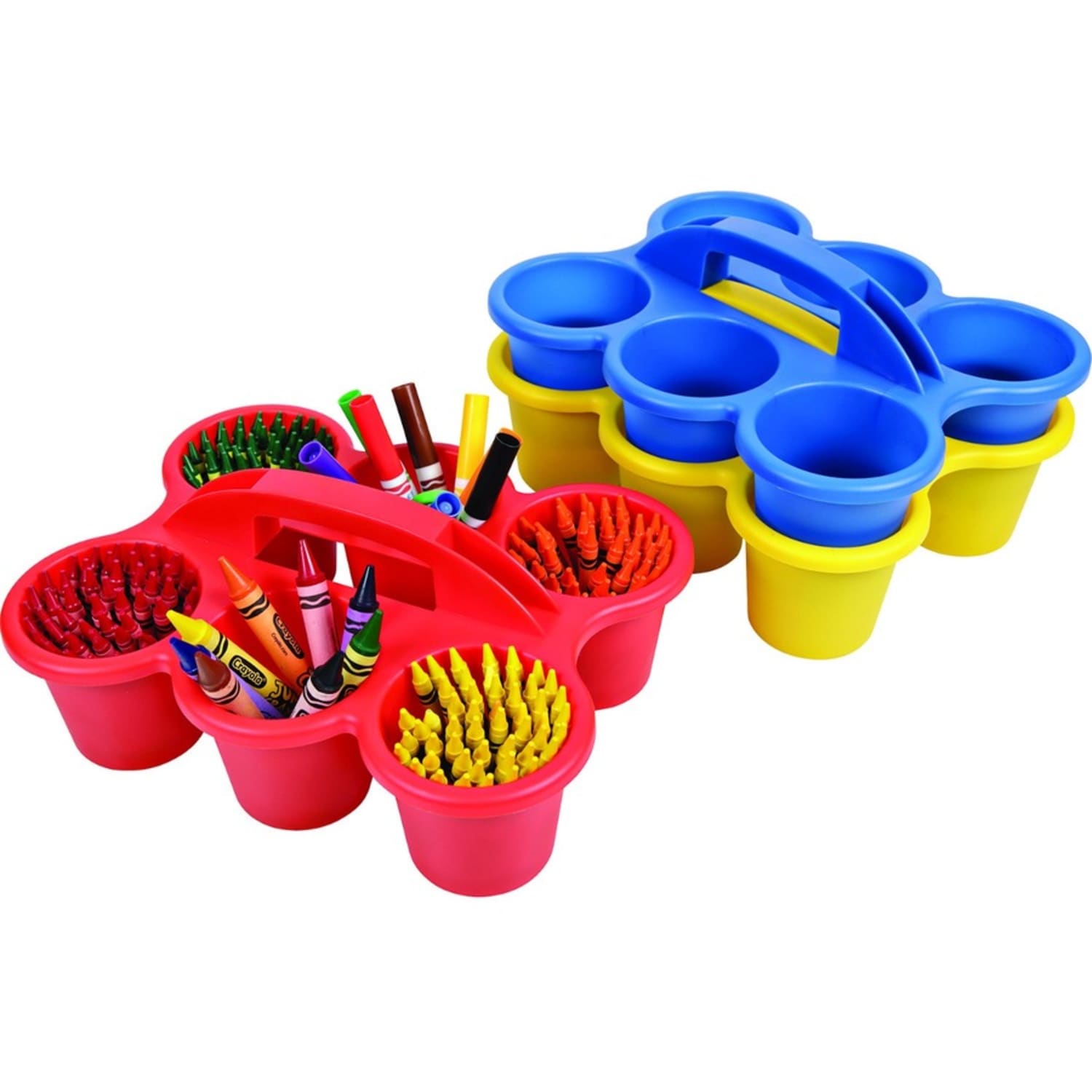 Deflecto Antimicrobial Kids 6 Cup Caddy - 6 Compartment(s) - 5.29in Height x 12.07in Width x 9.55in Depth - Lightweight, Portable, Antimicrobial, Easy to Clean, Handle, Stackable, Mildew Resistant - Yellow - Plastic, Polypropylene - 1 Each - Image 3