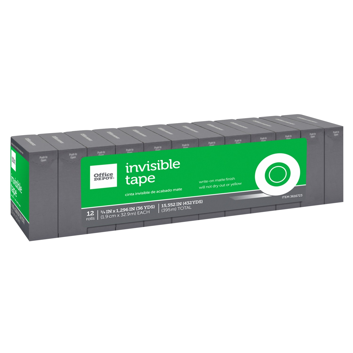 Office Depot Brand Invisible Tape, 3/4in x 1296in, Clear, Pack of 12 Rolls - Image 3
