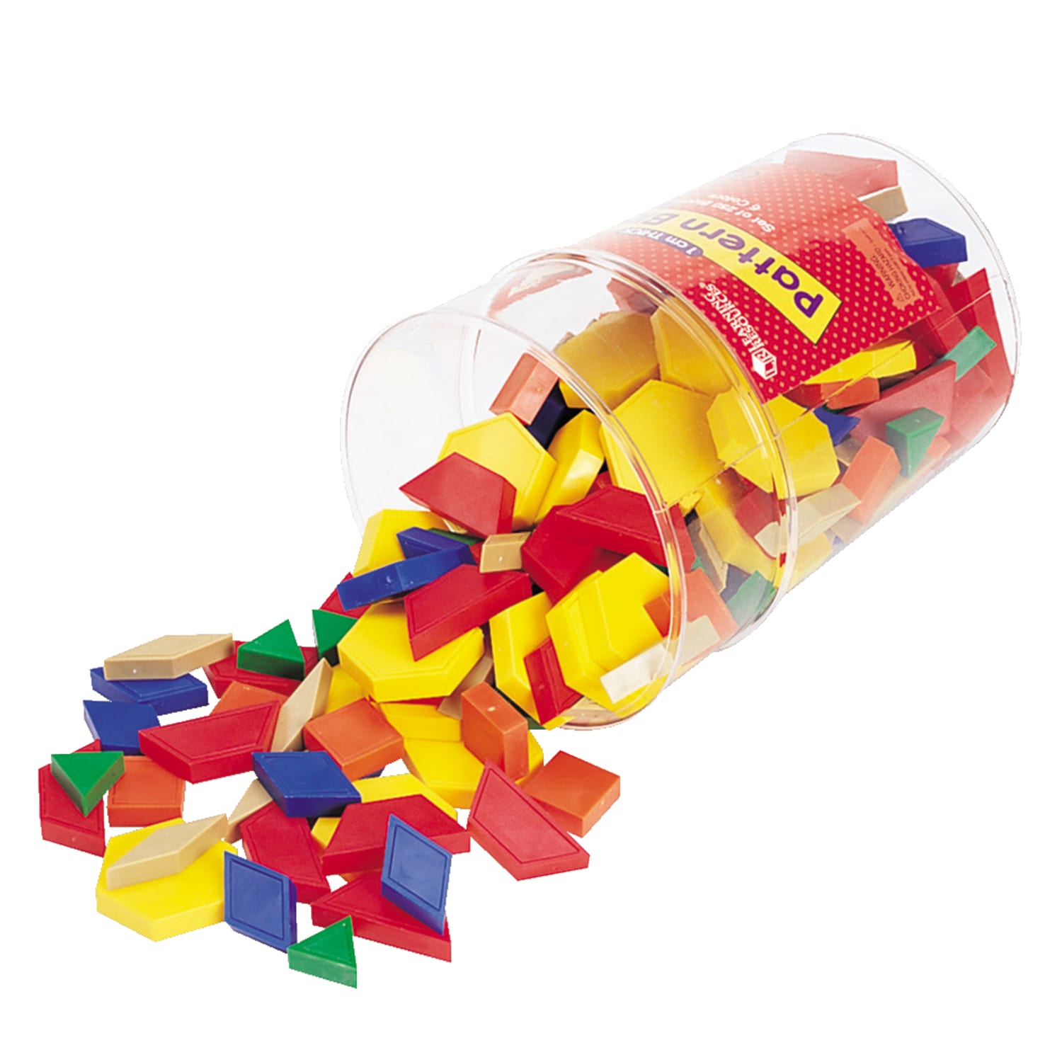 Learning Resources Pattern Blocks, 5 3/4inH x 5 3/4inW x 8 5/16inD, Assorted Colors, Grades K-8, Pack Of 250