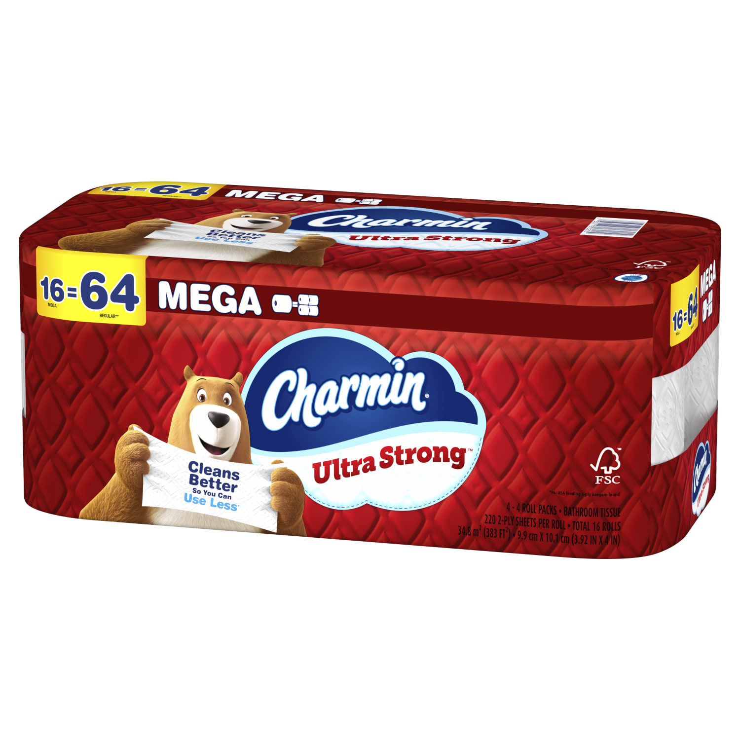 Charmin Ultra Strong Toilet Paper Mega Rolls, 4in x 3-15/16in, White, 220 Sheets Per Roll, Pack Of 16 Mega Rolls - Image 5