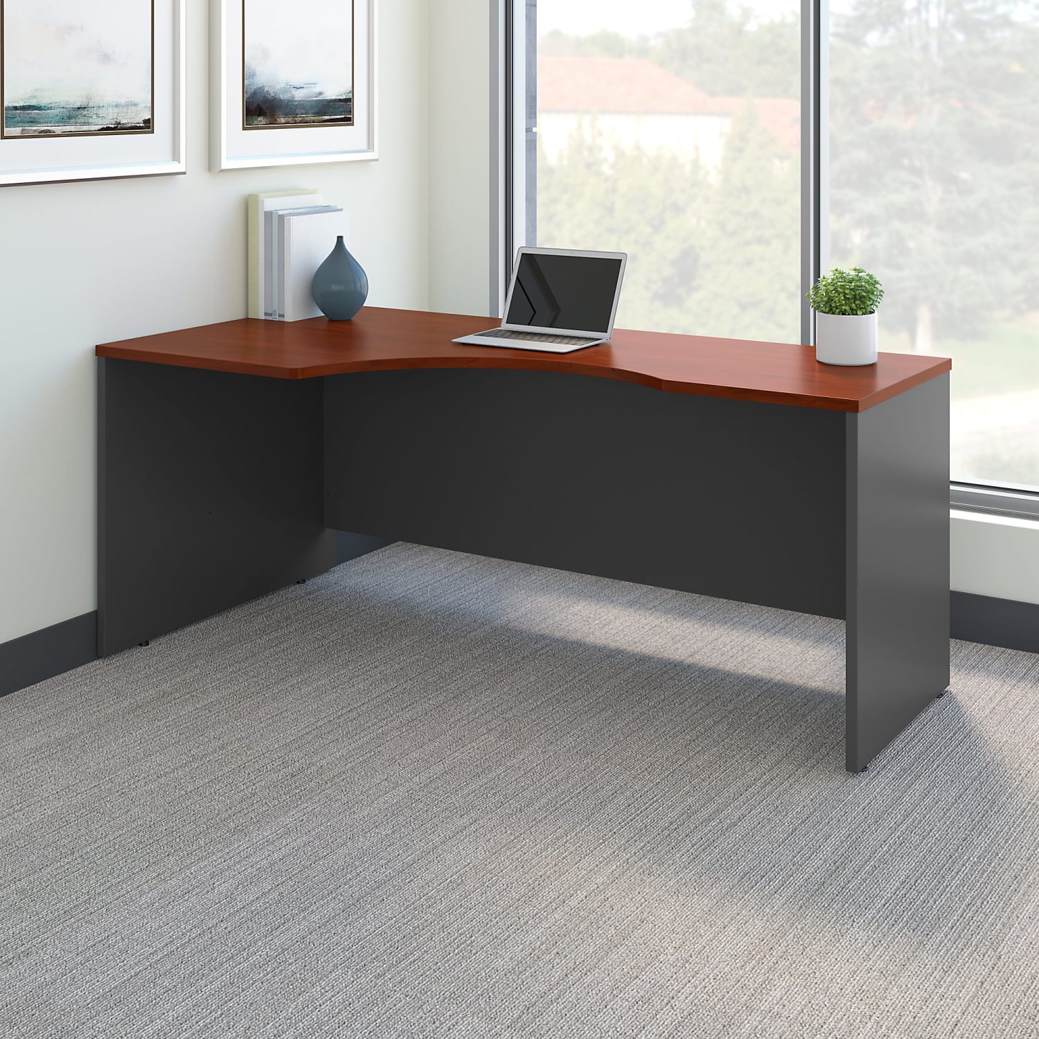 Bush Business Furniture Components 72inW Corner Left-Hand Computer Desk, Hansen Cherry/Graphite Gray, Standard Delivery - Image 3